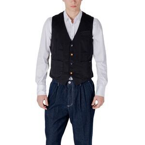 Gianni Lupo Black Cotton Men's Waistcoat